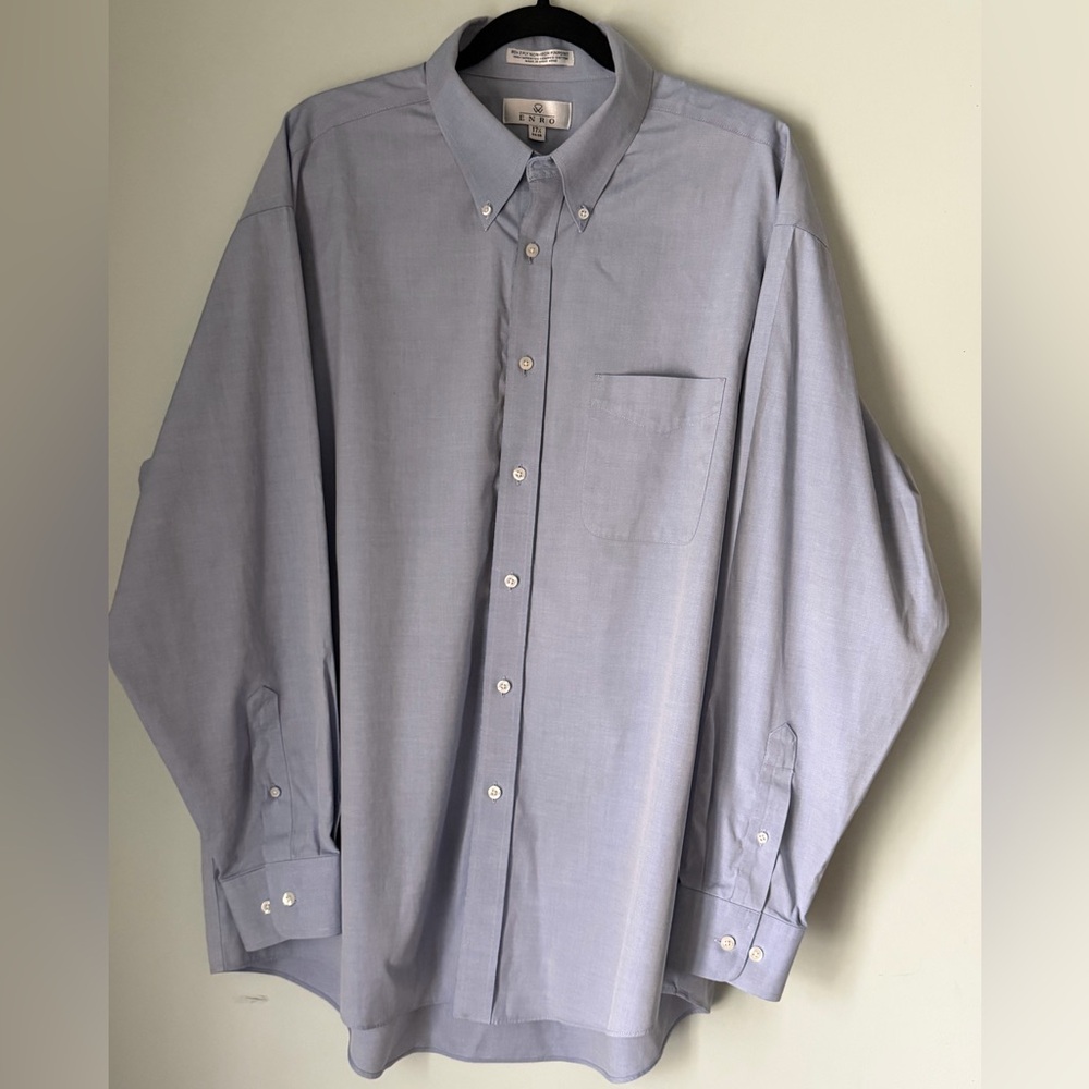 Enro Oxford Shirt Men XXL Oversized Blue Button Down Minimalist Classic